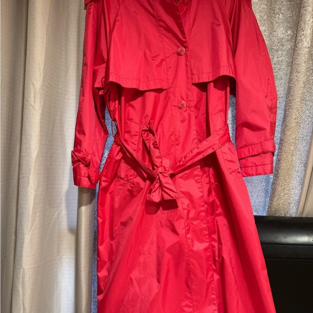 Vibrant Red‎ pink Trench Coat - Picture 2 of 12